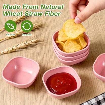 SHECIPIN 12 Pack Unbreakable Dipping Bowls, 4.5 OZ Soy Sauce Dishes，dipping sauce cups，small bowls for dips (pink) - color: Pink