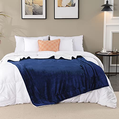 Sherpa Fleece Throw Blanket, Navy Blue, 50x60 inches | Double-Sided Super Soft Luxurious Plush Blanket Throw Size - color: Navy Blue, size: 50"×60"