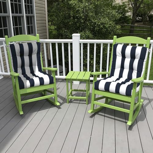 LVTXIII Outdoor Tufted Low Back Cushions Set of 2 Patio Seasonal Replacement Rocking Chair Cushion with Ties, Solid Seat and Back Chair Cushion, 42 L x 21W, Cabana Navy - color: Cabana Navy, size: 42x21x4