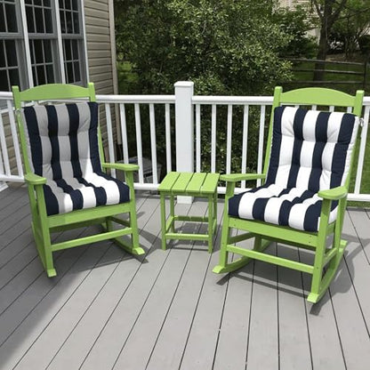 LVTXIII Outdoor Tufted Low Back Cushions Set of 2 Patio Seasonal Replacement Rocking Chair Cushion with Ties, Solid Seat and Back Chair Cushion, 42 L x 21W, Cabana Navy - color: Cabana Navy, size: 42x21x4
