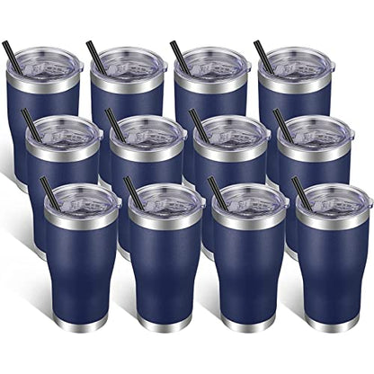 VEGOND 20oz Tumbler Stainless Steel Tumbler Cup with Lid And Straw Vacuum Insulated Double Wall Travel Coffee Mug(Navy Blue 12 Pack) - color: Navy Blue, size: 12 Count (Pack of 1)
