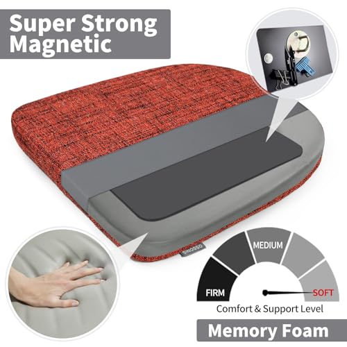 SINOSSO Memory Foam 14" Metal Chair Cushions 4 Pcs, Modern Interwoven Style Magnetic Chair Pads for Dining Kitchen Cafe Bistro Stackable Chair (U-Shape, Red, 4) - color: Red