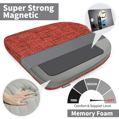 SINOSSO Memory Foam 14" Metal Chair Cushions 4 Pcs, Modern Interwoven Style Magnetic Chair Pads for Dining Kitchen Cafe Bistro Stackable Chair (U-Shape, Red, 4) - color: Red