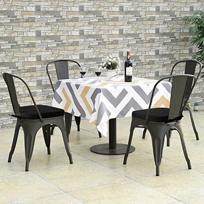 GUEGLSA Outdoor Metal Chair Seat Cushions 14x14 inch, Waterproof Non Slip Dining Chair Pad with Ties, U Shaped Metal Chair Cushion for Patio Home Kitchen Dining Chair, Set of 2, Black - color: Black