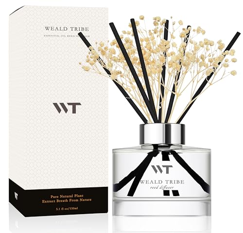 Flower Reed Diffuser Set Fresh Linen Scent for Bathroom Accessories Shelf Decor & Air Fresheners, Fresh Air Sticks Defusers with 5.1 fl oz Essential Oils, House Office Decor & Gifts