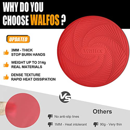 Walfos 12 10 Inch Silicone Microwave Mats, Microwave Splatter Cover for Food, Pot Holders for Kitchen, Non-Slip Heat Resistant Silicone Mats for Microwave, Oven, Hot Pan, Pot (Red) - style: 10+12in, 2 Red Microwave Mat