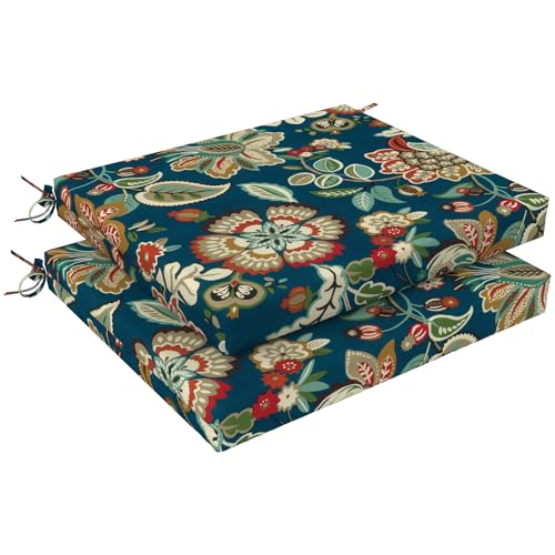 LVTXIII Outdoor Seat Cushions Set of 2 Square Corner Chair Cushions with Ties, Patio Chair Pads for Home Office and Patio Garden Furniture Decoration 18.5"x16"x2", Peacock Blue - color: Peacock Blue, size: 18.5"x16"x2" ( Set of 2 )