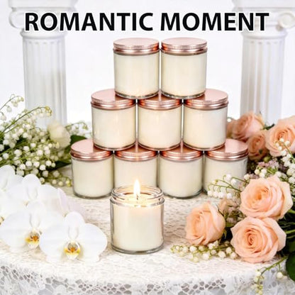 24 PCS 4oz White Soy Wax Candles, Classic Rose Scented Candle Gift Set | Warm & Cozy Bulk Favors | Perfect for Weddings, Housewarmings, Holiday Parties | Relaxing Rose Home Fragrance - color: Rose