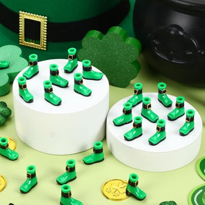 JUNEBRUSHS 50 Pcs St Patrick's Day Mini Resin Shoes for Party Decorations | Exquisite Irish Festival Styling,Premium Sturdy Resin Material,Versatile DIY Craft Supplies,Wonderful Party and Event Decor - style: St Patrick's Day Style