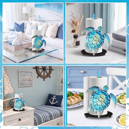 Sea Turtle Paper Towel Holder Beach Coastal Paper Towel Holder Large Decorative Tissue Stand Kitchen Decor Accessories for Home Party Bathroom Countertop Dining Table - style: Sea Turtle