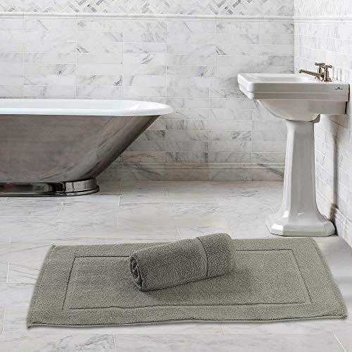 Bliss Casa Premium 100% Ring Spun Cotton Bath Mat, Bathroom Floor Towel Set - Pack of 2 Super Soft & Absorbent Luxury Hotel, Spa, Shower & Bath Tub Floor Mats Machine Washable 32"x20" (Grey)