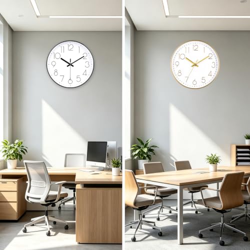 2 Pack Black&Gold Wall Clock 12 Inch Silent Wall Clocks Battery Operated | Home Office Kitchen School - color: Black&gold, size: 2 Pack-12 Inch