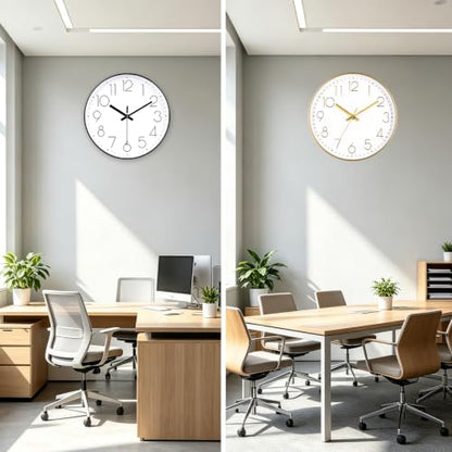 2 Pack Black&Gold Wall Clock 12 Inch Silent Wall Clocks Battery Operated | Home Office Kitchen School - color: Black&gold, size: 2 Pack-12 Inch
