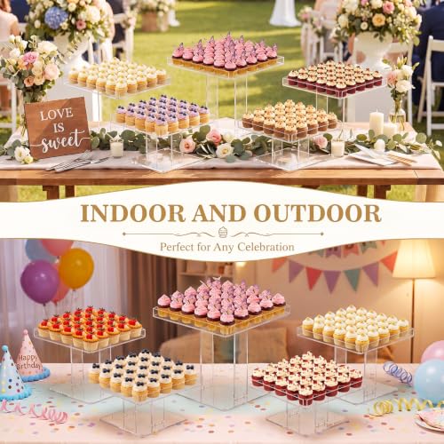 Ripeng 5 Tiered Large Dessert Table Display Set 10, 10.5, 11, 11.5, 12 Inch Buffet Riser Clear Acrylic Dessert Cupcake Stand Riser Bulk 5 Size Party Stand Food Treat Cookie Platter Pastry Serving Tray - size: 10,10.5, 11, 11.5, 12 Inch