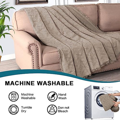 Turquoize Sectional Couch Covers L Shape Couch Cover Sectional Sofa Cover Washable 2 Pieces Couch Covers for Sectional Sofa Feature Geometrical Woven Jacquard Fabric (Chaise/2 Seats, Sand) - color: Sand, size: Small Sectional: 71" x 102"+63" x 110"