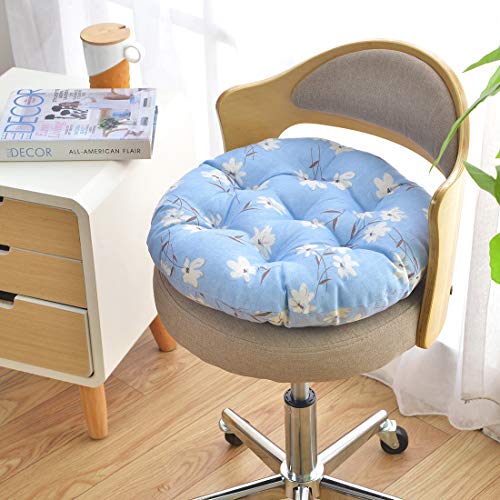 vctops Bohemian Soft Round Chair Pad Garden Patio Home Kitchen Office Seat Cushion Flower Blue Diameter 16" - color: Flower Blue, style: Diameter 16 Inch