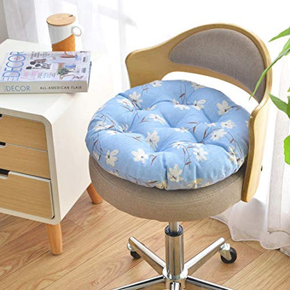 vctops Bohemian Soft Round Chair Pad Garden Patio Home Kitchen Office Seat Cushion Flower Blue Diameter 16" - color: Flower Blue, style: Diameter 16 Inch