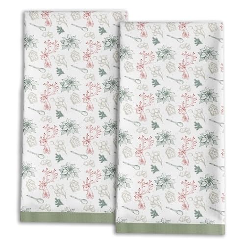 Kitchen Towels Set of 2 - Super Soft, Absorbent Dish Cloths for Drying Dishes - 100% Cotton 20 x 28 Inches Quick Dry Tea Towel with Hanging Loop (North Pole Print)