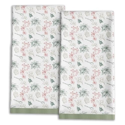 Kitchen Towels Set of 2 - Super Soft, Absorbent Dish Cloths for Drying Dishes - 100% Cotton 20 x 28 Inches Quick Dry Tea Towel with Hanging Loop (North Pole Print)