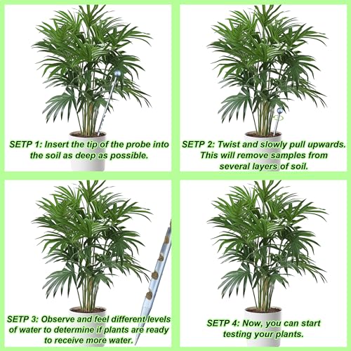 10" Soil Probe for House Plants Stainless Steel Garden Soil Sample Probe No Batteries Required Moisture Meter Soil Probe Rod for Plant Garden Farm Soil Sampling