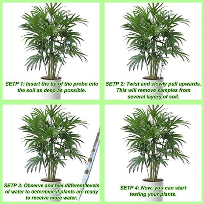 10" Soil Probe for House Plants Stainless Steel Garden Soil Sample Probe No Batteries Required Moisture Meter Soil Probe Rod for Plant Garden Farm Soil Sampling