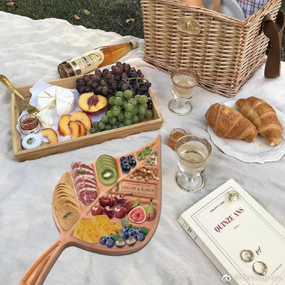 Personalized Leaf Shaped Charcuterie Board - Custom Wooden Engraved Cheese Board, Charcuterie Boards Gift Set for Kitchen and Home Decoration - Housewarming Gifts