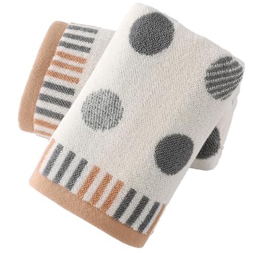 sense gnosis 100% Cotton Hand Towels 13x29 Inch, Grey and Pink Polka Dot Soft Absorbent Face Towels, Reversible Aesthetic Decorative Bathroom Towel, Modern Guest Hand Towels, Set of 2 - color: Grey & Pink Polka Dot