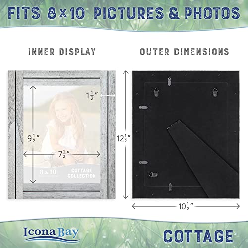 8x10 (20x25 cm) Picture Frames (Farmhouse White, 3 Pack), Rustic Picture Frame Set, Natural Real Wood Frames, Cottage Collection