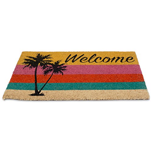 DII Natural Coir Doormat Outdoor Welcome Mat, 17x29, Palm Tree - color: Palm Tree