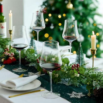Large Wine Glasses Set of 4, 25oz | Lead-Free Hand Blown Crystal, Dishwasher Safe, Elegant Tall Stem, Wedding Anniversary Party Christmas, Nice Gift Box - size: 25oz - 4 PCS