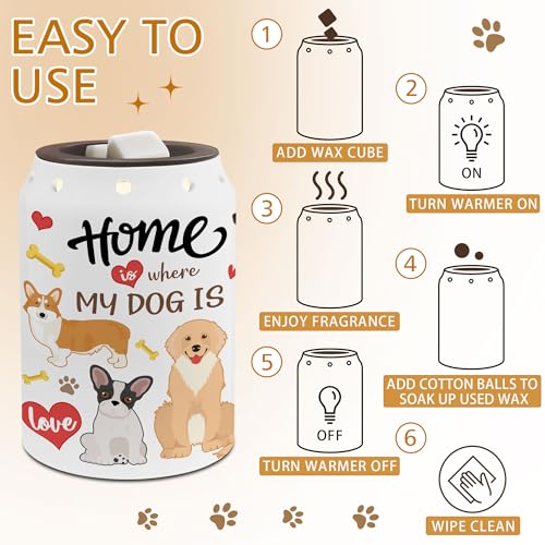 Dog Wax Melt Warmer, Cute Dog Mom Gifts | Funny, Electric, Ceramic, Housewarming Gifts, Bathroom Kitchen Decor - color: Dog
