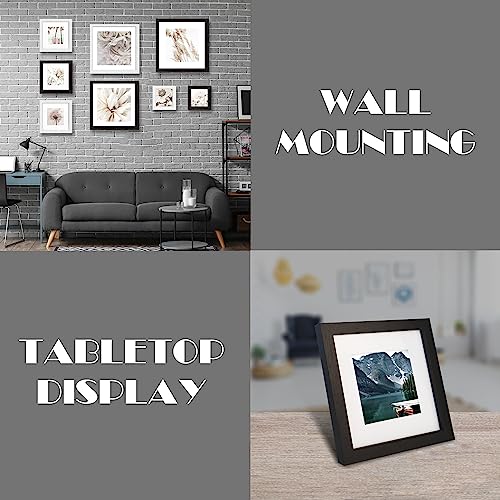 Hongkee 6x6 Black Picture Frames set of 3, Made of Wooden and Real Glass Square Photo frame - Displays 4x4 Picture With Mat or 6 x 6 Without Mat, Desktop & Wall Collage Frame set - color: Black, size: 6x6 in