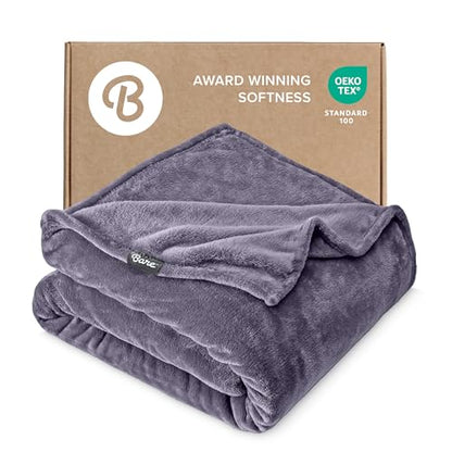 Bare Home Fleece Blanket Luxury Microplush (Full/Queen, Dusty Purple) | Ultra-Soft Lightweight Blanket for Bed, Sofa, and Couch, Cozy & Warm Blanket - color: 17 - Dusty Purple, size: Full/Queen
