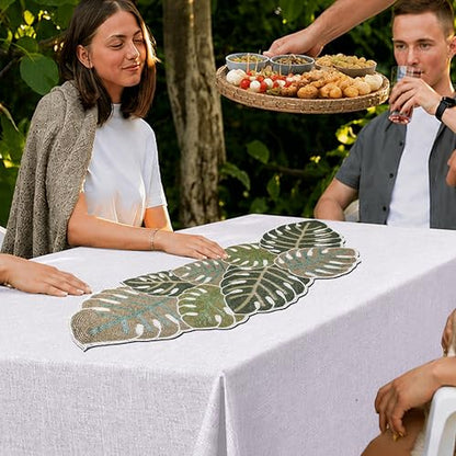 Handmade Beaded Table Runner, Multi-Color, 13x36 | Glass beads and polyester backing, spot clean only, weddings, holidays, and everyday dining use - color: Cream Lace, size: 36"x13"