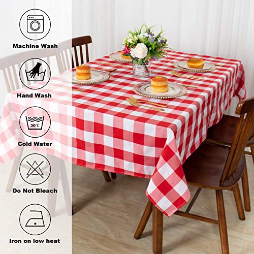 ShinyBeauty Checked Tablecloth Rectangle 54x80-Inch Red and White Buffalo Plaid Tablecloths Cotton Table Cover Gingham Table Cloths for Dining Rustic Lattice Tablecloth Buffalo Check Table Cloth - color: Red & White, size: 80" x 54" (Rectangular)
