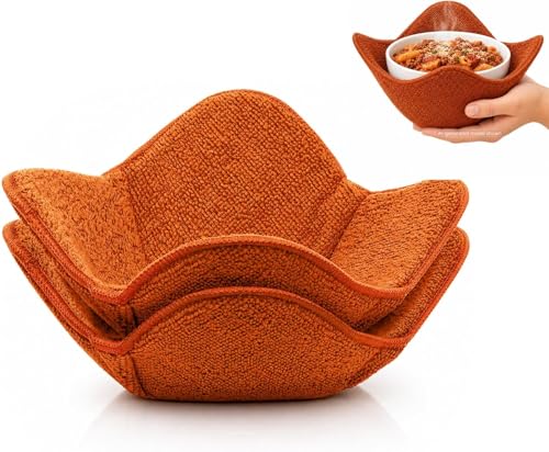 Set of 2 Microwave Bowl Cloth Hot Pads with Brown Color - Multipurpose Heat Resistant Plate Holders 7"x4" Inches - Pot Holder Microwavable Bowl Cozies for Food - Ramen Soup or Bowl Cozy - color: Color 20