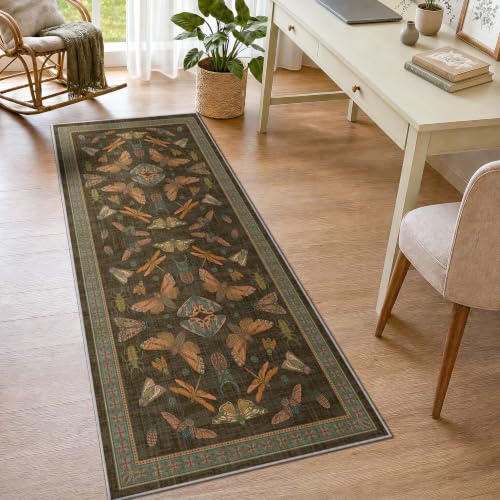 Arenarug Runner Rug 2x6 Non Slip Kitchen Rugs Washable Insect Boho Runner Rugs Soft Indoor Floor Mat for Hallways, Laundry, Bathroom, Bedroom, Brown - color: Brown, size: 2'x6'
