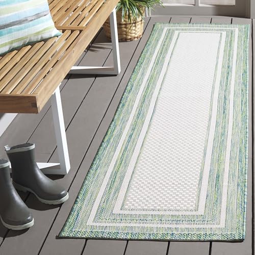 SAFAVIEH Washable Rug Outdoor Courtyard Collection - 2'3" x 6'7" Runner, Ivory & Green, Non-Shedding & Easy Cleaning, Ideal for Patio, Entryway, Mudroom, Hallway, Kitchen (CY8475-55712) - color: Ivory/Green, size: 2'3" x 6'7" (Runner)
