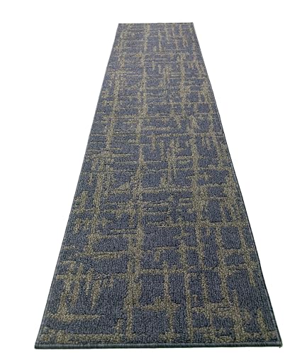 Hallway Runner Rug Non Slip Rubber Backing, 26 inch x 6 ft, Abstract Blue, Heavy Duty Berber Style Carpet Runner for Entryway, Kitchen, Bathroom, Bedroom, Laundry Room. - color: Abstract Blue, size: 6 Foot Long Runner Rug
