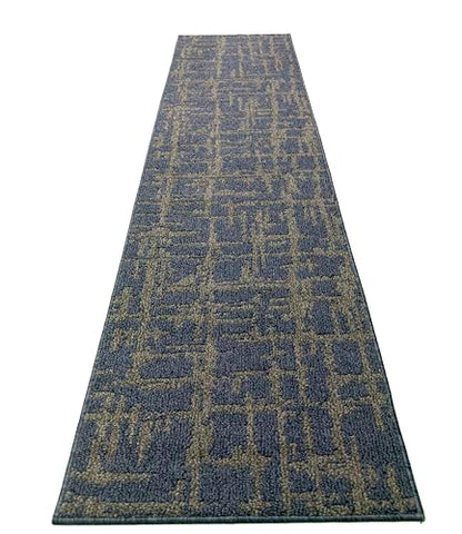 Hallway Runner Rug Non Slip Rubber Backing, 26 inch x 6 ft, Abstract Blue, Heavy Duty Berber Style Carpet Runner for Entryway, Kitchen, Bathroom, Bedroom, Laundry Room. - color: Abstract Blue, size: 6 Foot Long Runner Rug