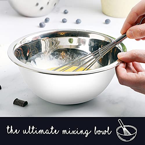 Stainless Steel Mixing Bowls Set, 5-Piece Meal Prep & Food Storage | .75, 1.5, 3, 4 & 5 Quart Metal Mixing Bowls Set for Prep, Serving, Baking & Food Storage, Ecofriendly, Dishwasher Safe, White - color: White