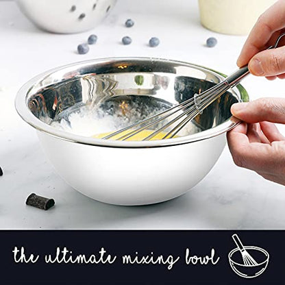 Stainless Steel Mixing Bowls Set, 5-Piece Meal Prep & Food Storage | .75, 1.5, 3, 4 & 5 Quart Metal Mixing Bowls Set for Prep, Serving, Baking & Food Storage, Ecofriendly, Dishwasher Safe, White - color: White