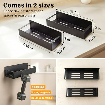 Square Glass Spice Jars (24 x 4oz) with Black Lids + Magnetic Spice Rack for Refrigerator (Fits 12 Jars) + Bonus Slim Auxiliary Rack, 240 Labels, Shaker Inserts, Funnel - color: Black Stainless Steel Lid + Magnetic Rack