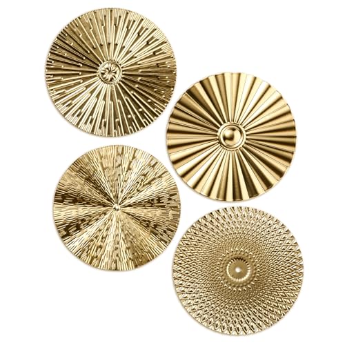 Hicarer 4 Pcs 12 Inch Gold Metal Wall Art Decor Modern Sunburst Hanging Artwork Decor Wall Decorations for Home Bedroom Bathroom Living Room Office Sculpture Gift - color: gold