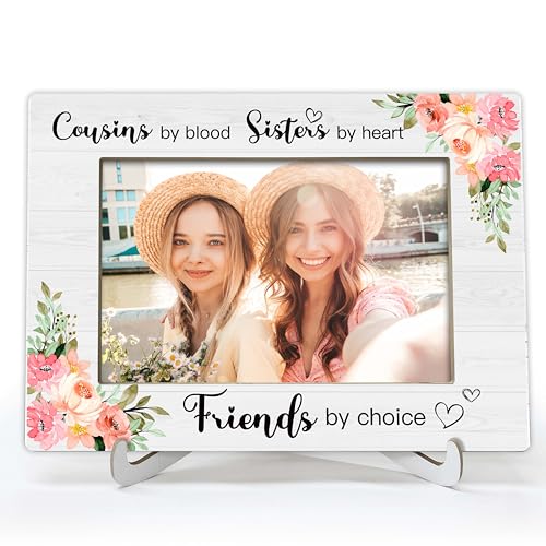 YSTEP Cousins Picture Frame, Sister Gifts, Best Friend Photo Frame, Cousins By Blood Sisters By Heart Friends By Choice Gifts, Wood 4x6 Picture Frame for Desk Display-B05 - style: Style 4