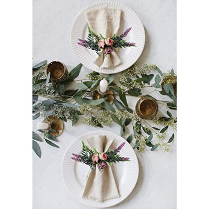 Flower Napkin Rings, Set of 4, Thanksgiving & Weddings, Farmhouse Style, Lavender - style: Lavender