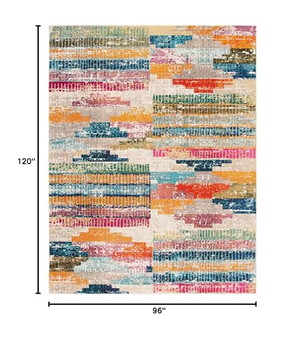 SAFAVIEH Area Rug 8x10 - Madison Collection - Large - Ivory & Multi, Boho Abstract Distressed Design, Non-Shedding & Easy Cleaning, Ideal for Living Room, Bedroom, Office, Dining Space (MAD417C) - size: 8' x 10' (Rectangular)