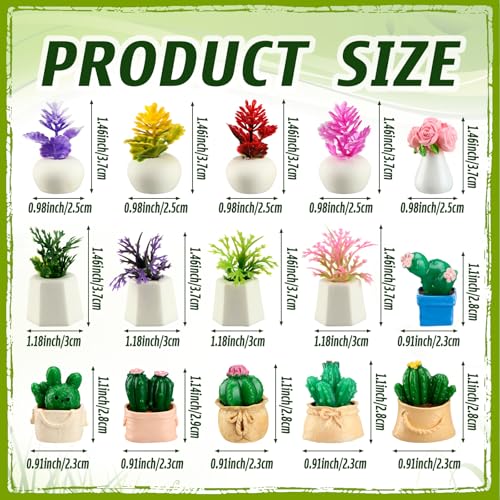30 Pcs Miniature Plants Accessories Mini Artificial Potted Flower Tiny Resin Greenery Cactus Figurine for Desktop Gift DIY Garden Bonsai Micro Landscape Decoration(Succulents) - style: Succulents