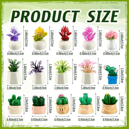 30 Pcs Miniature Plants Accessories Mini Artificial Potted Flower Tiny Resin Greenery Cactus Figurine for Desktop Gift DIY Garden Bonsai Micro Landscape Decoration(Succulents) - style: Succulents