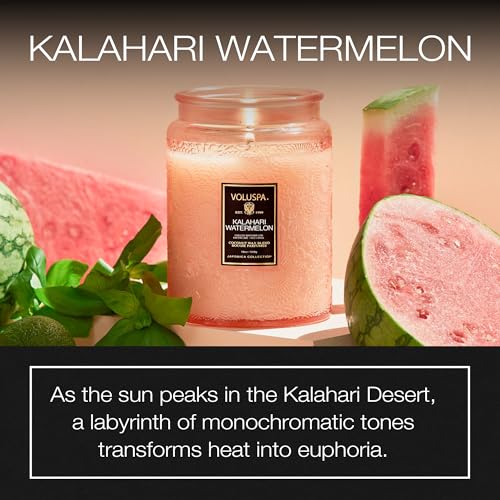 Voluspa Kalahari Watermelon, Large Candle Jar, 18 oz, 100 Hour Burn Time, Coconut Wax for Clean Burning, Handcrafted in the USA - color: 13 - Kalahari Watermelon